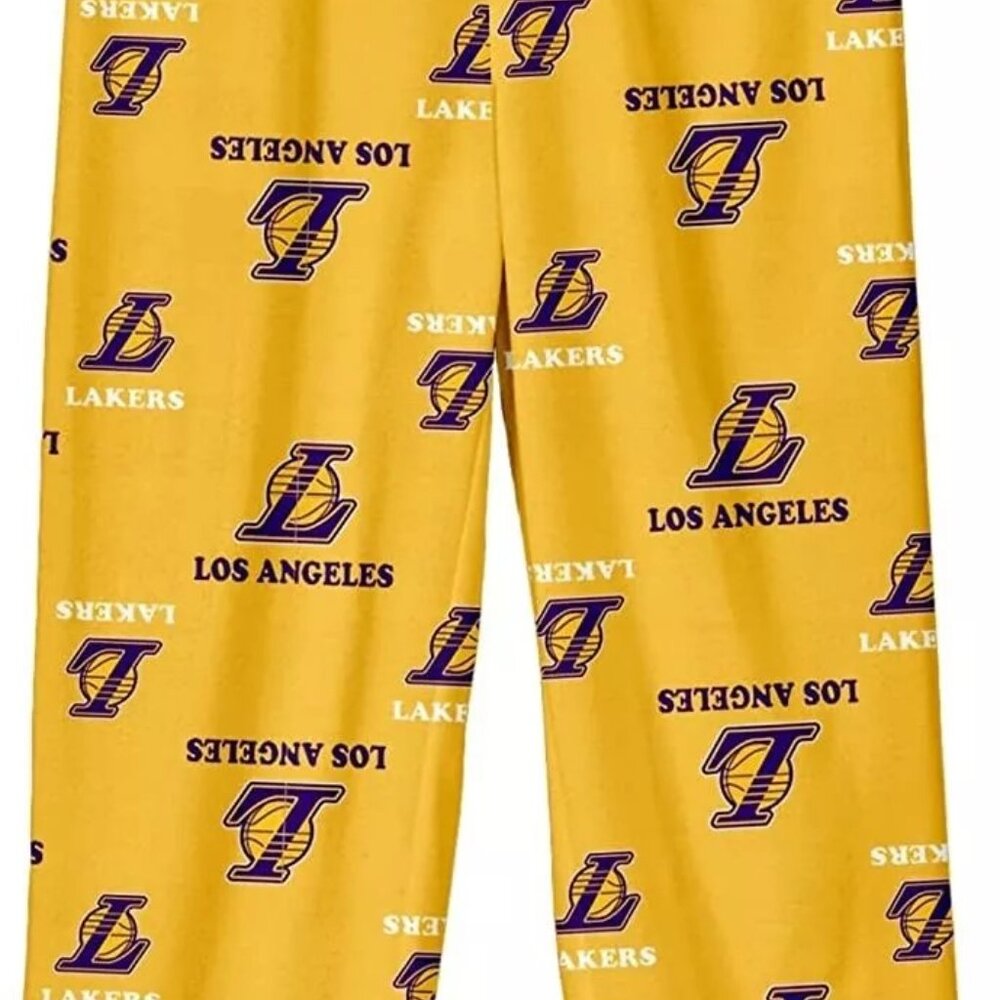 Los Angeles Lakers Youth L 14/16 Team Colored Printed Yellow Pajama Pants New